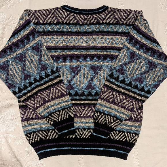 Vntg 90's Expressions Int'l Colorblock Acrylic Blend Boyfriend Sweater Jumper XL - Picture 5 of 5